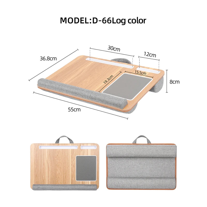 Multi Purpose Laptop Desk Leg Table Design of Double Groove Anti Slip Bar Embedded Mouse Pad Use with Sofa Bedroom Portable