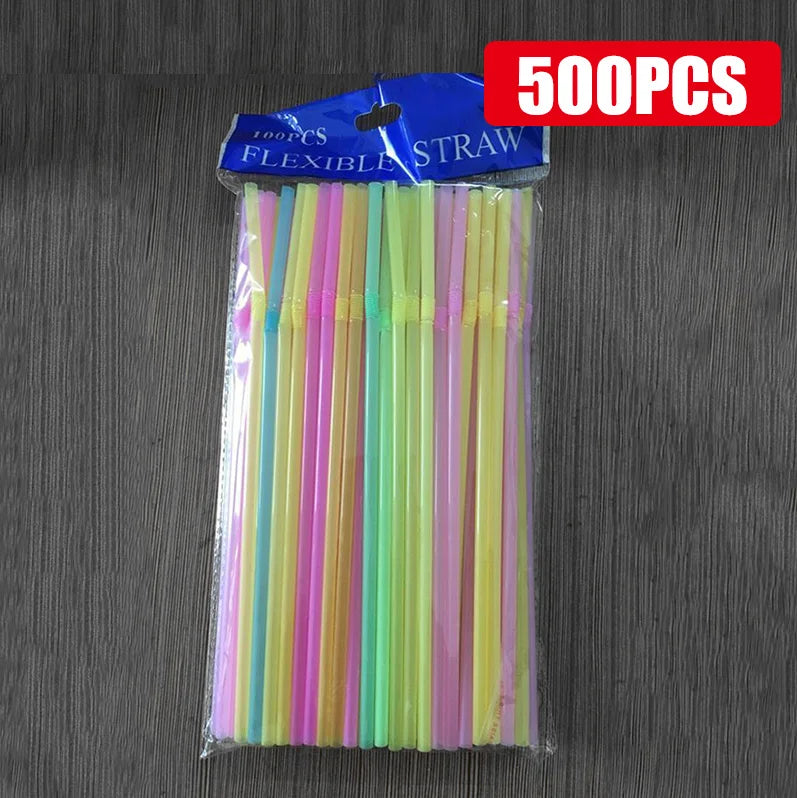 50-3000PCS Colorful & Black Drinking Kunststof Straws Bar Party Wedding Kitchen pajitas plastique Beverage Straw Wholesale