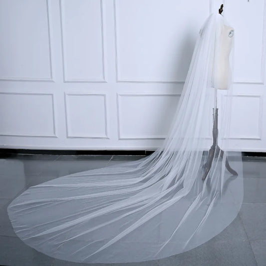 Wholesale White Ivory Cheap 3 Meter Cathedral Wedding Veil One-layer Long Cut Edge Bride Veils 2024