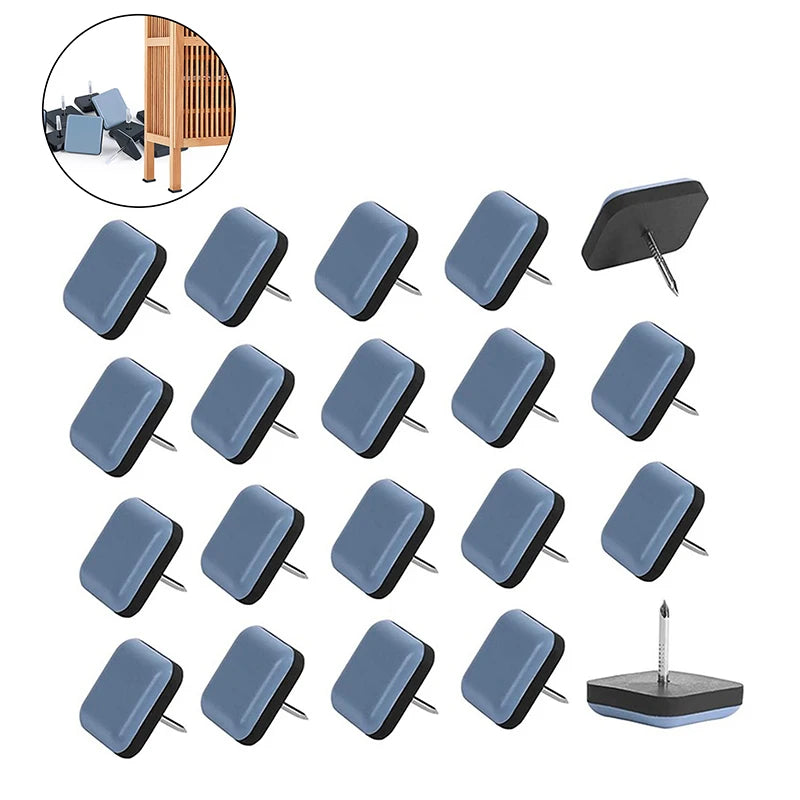 20pcs Nail on Furniture Glides Pads Household Furniture Sliders Chair Leg Movers Floor Protectors Pads Furniture Accessories