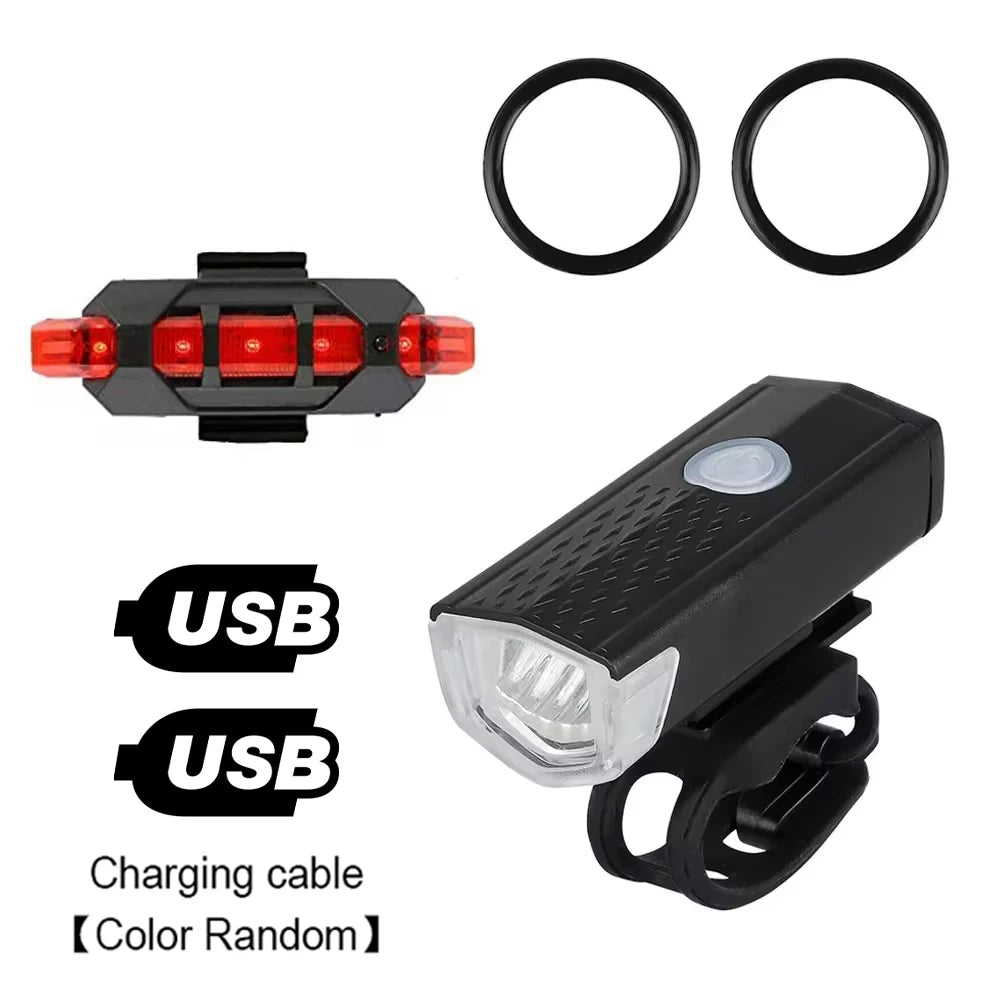 Bike Light Set Front Light with Taillight USB Rechargeable Easy to Install 3 Modes Bicycle Accessories for the Bicycle Road MTB