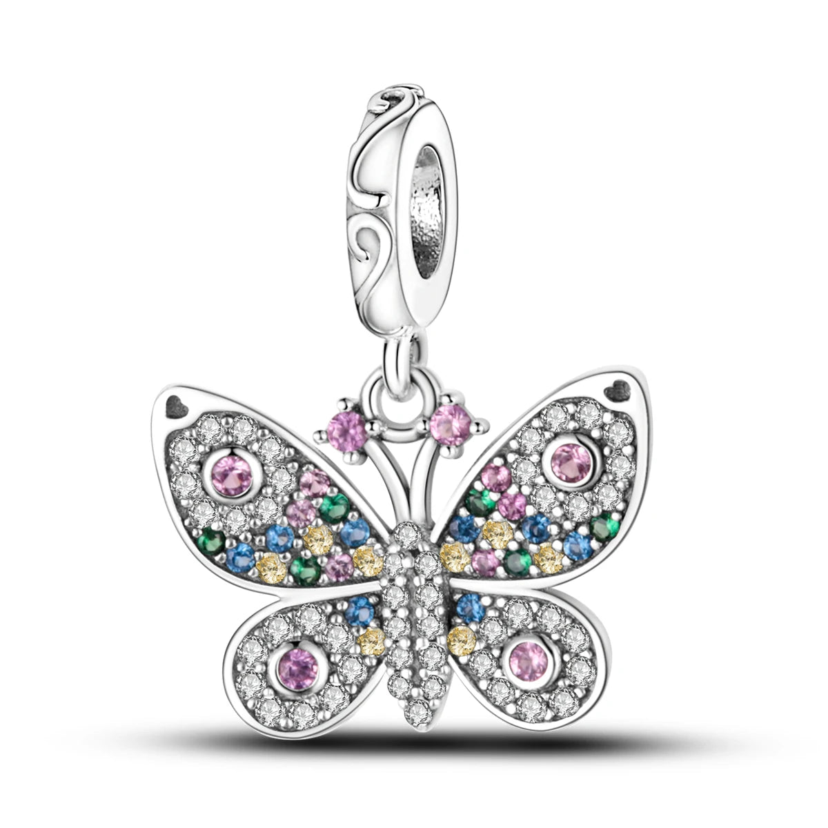 Pink Silver Plated Butterfly Flower Cat Girl Ballerina Shoe Charm Beads Fit Bracelet Necklace Pendant DIY Jewelry Making