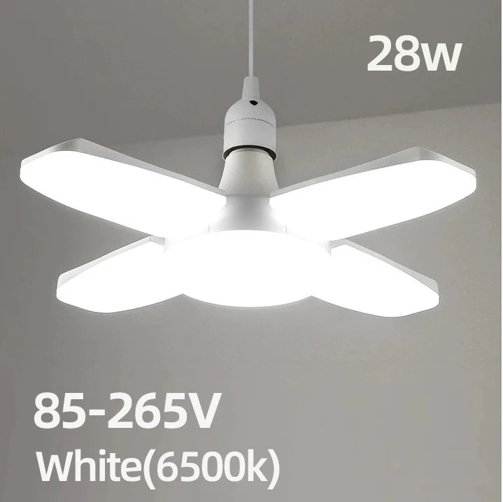 E27 Fan Foldable 28W LED Bulb AC220V/110V 40 Bulb Deformation for Home Ceiling Lights Warehouse and Garage White Light6500K Bulb