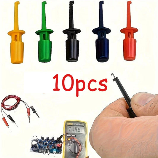 10Pcs Mini Single Test Hook Clip Test Probe For Electronic Testing IC Grabber Small Size Round Crocodile Clip Hook Test Clip