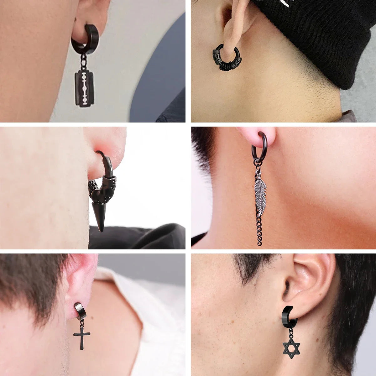 1Pair Fashion Cross Pendant Ear Clip Non Piercing Earrings Fake Earrings Gift for Men Women Jewelry