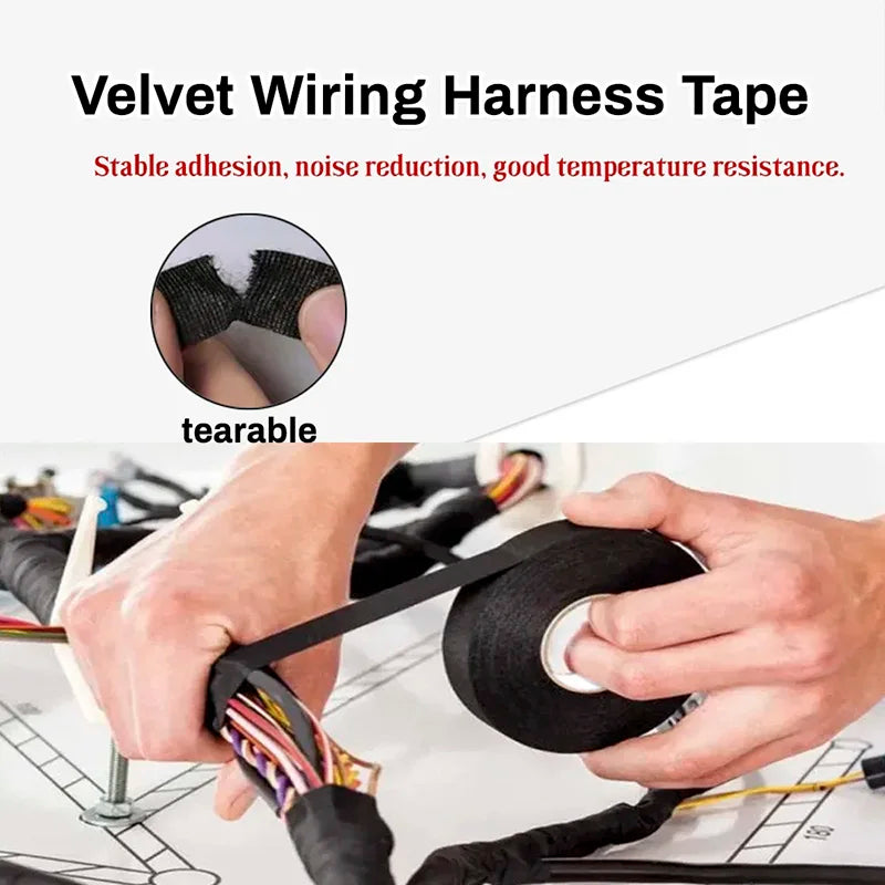 1pc Heat-resistant Adhesive Cloth Fabric Tape For Car Auto Cable Harness Wiring Loom Protection Width 9/15/19/25/32MM Length 15M