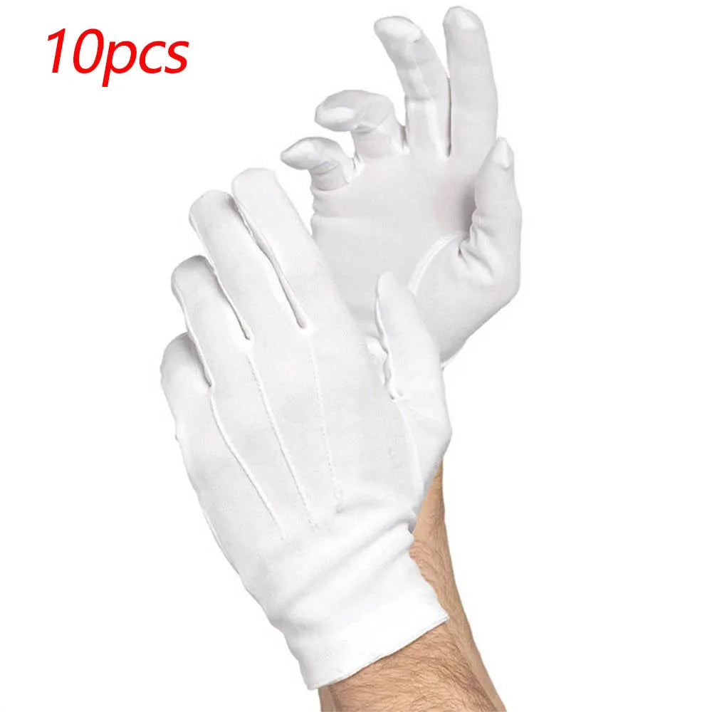 1pair White Cotton Gloves Men Formal Tuxedo Uniform Gloves Honor Guard Parade Ceremony Costume Cosplay Coin Jewelry Butler Glove