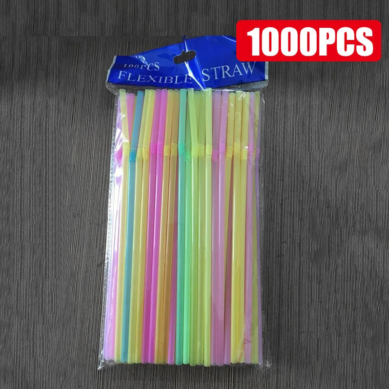 50-1000Pcs Drinking Straws Colorful & Black rietjes Flexible Wedding Party Supplies Drinking Straws Kitchen Wholesale