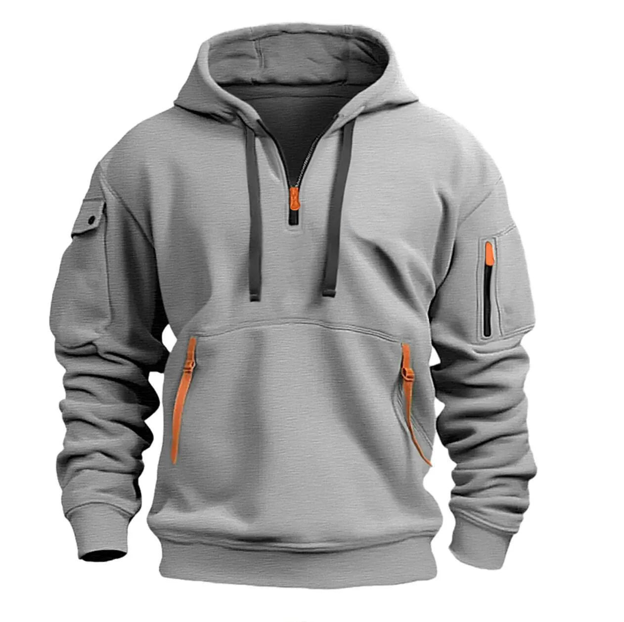 2024 New Multi Pocket Zipper Fleece Hooded Casual Shirt for Men and Women Plus Size Loose Pullover Fashion Sweatshirt top