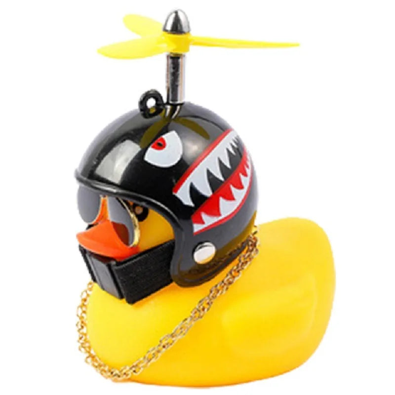 Small Yellow Duck Put A Helmet Sunglasses Propeller Duckling Car Cute Decoration