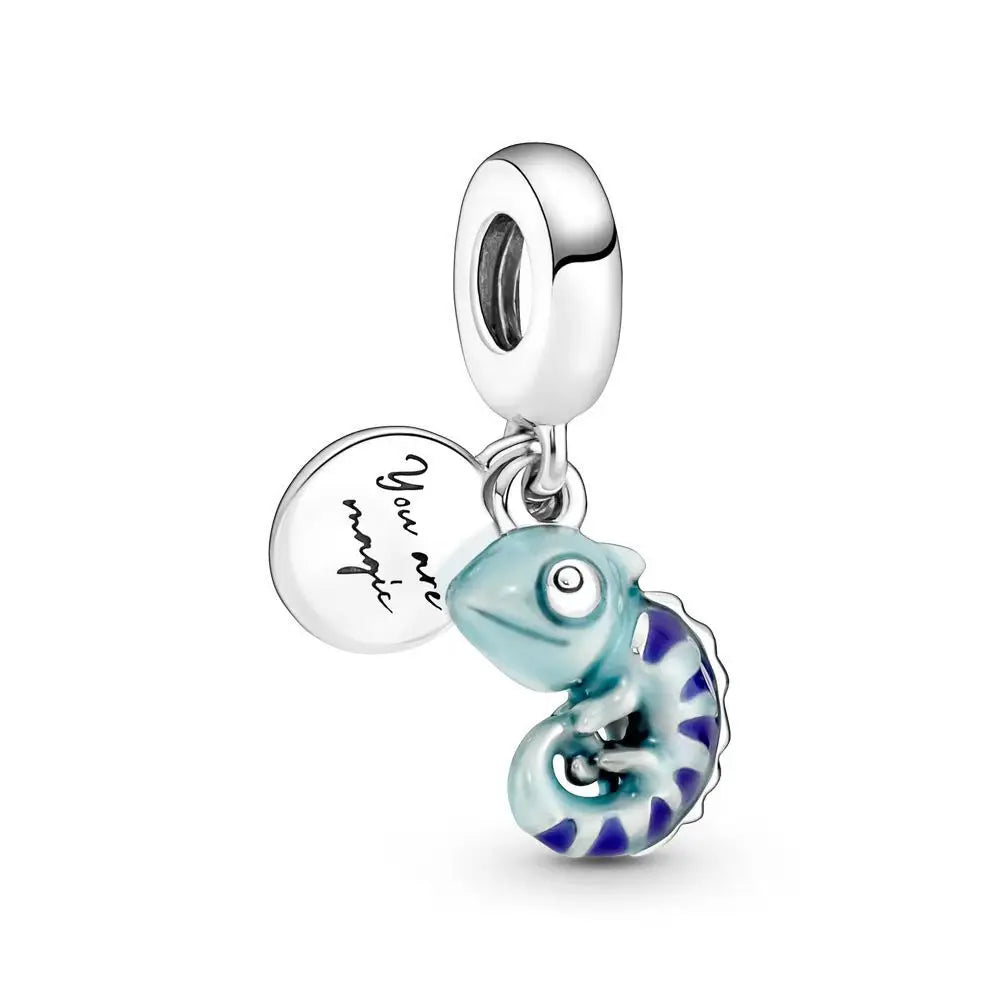 925 Silver Plated Colorful Accessories Jewelry Women Murano Glass Pink And Blue Sea Turtle Dangle Charm Fit Brand Bracelet