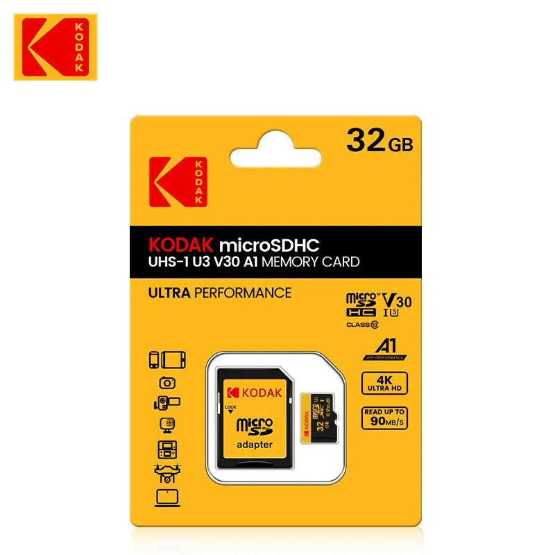 KODAK Micro SD Memory Card 512GB 256GB UP TO 90MB/s Class10 U3 32GB 64GB 128GB TF Card 4K HD For USB Card Reader Adapter Microsd