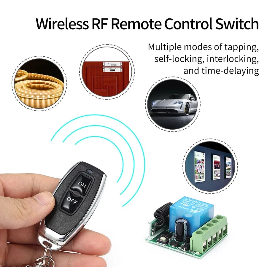 Universal Gate Remote Control Switch DC 12V RF 433 Mhz Asking Code Relay Receiver DIY Mini Module for Garage Door LED Lighting