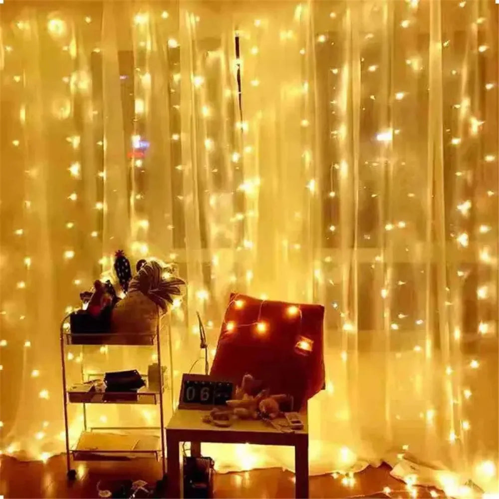 Curtain Light LED Indoor/Outdoor Waterproof 300leds Garland Decoration String Lights Yard Christmas Fairy Garland String Lights