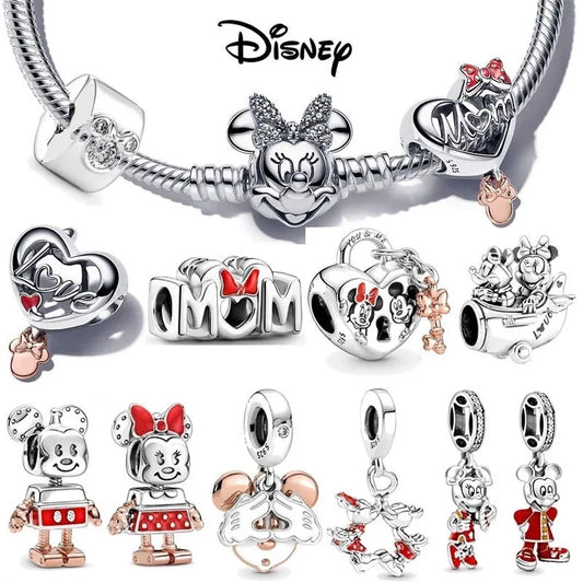 Disney 925 Silver Dumbo Clip Charm Mickey Minnie Love Heart Beads Fit Original Pandora Bracelets DIY Pendant Women Jewelry Girl