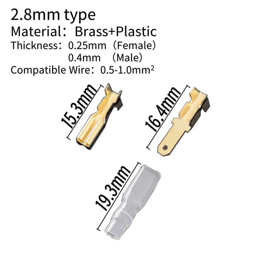 270pcs 2.8/4.8/6.3mm Insulated Male Female Wire Connector Brass Crimp Terminal Assorted Kit