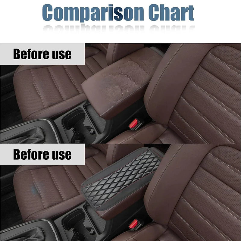 Car Armrest Cover Mat Universal PU Leather Ethnic Style Print Waterproof Non Slip Storage Box Pad Auto Styling Interior Accessor