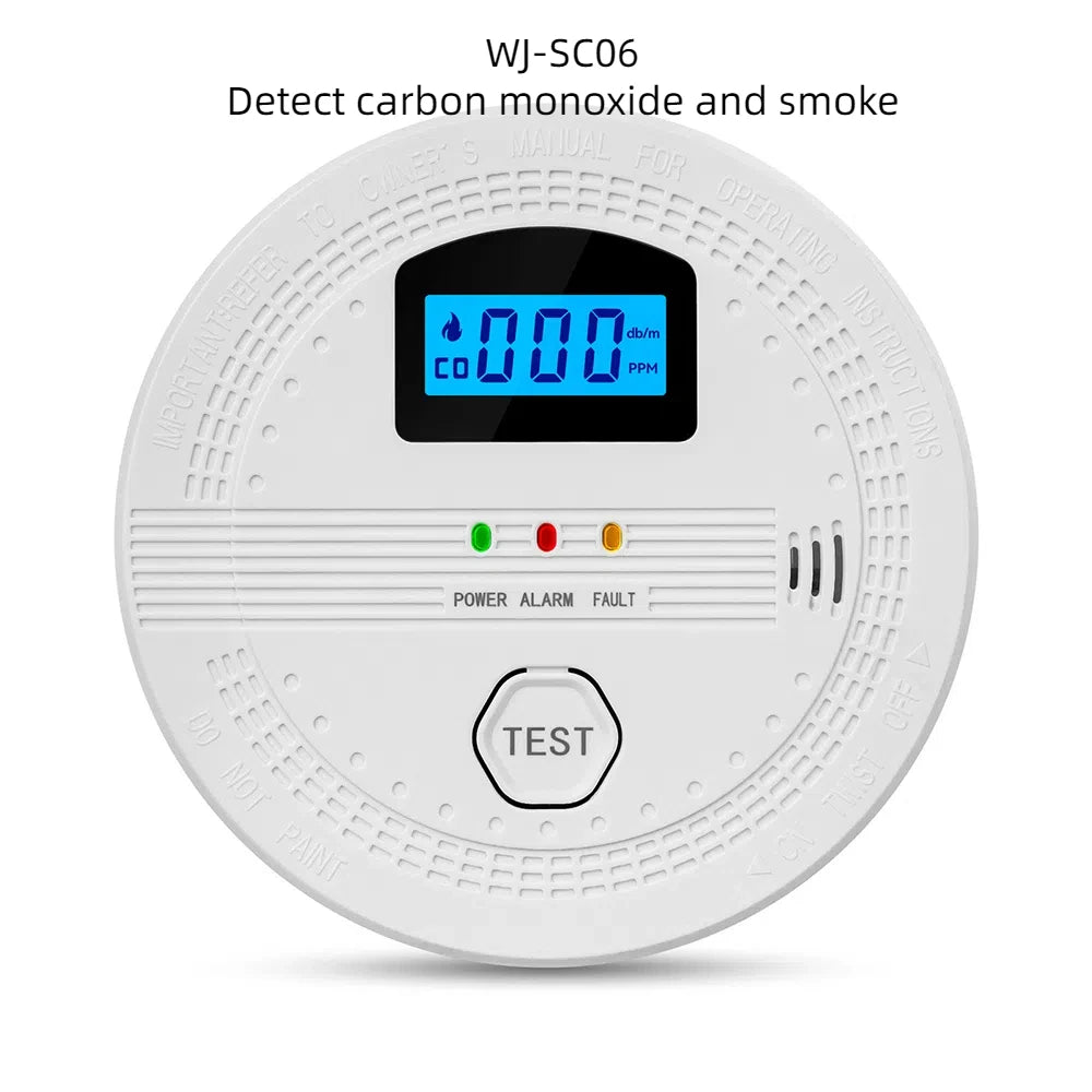 Independent CO Alarm Sensor Carbon Monoxide Alarm Detector 85dB High Sensitive Warning LCD Photoelectric Display for Home Hotel