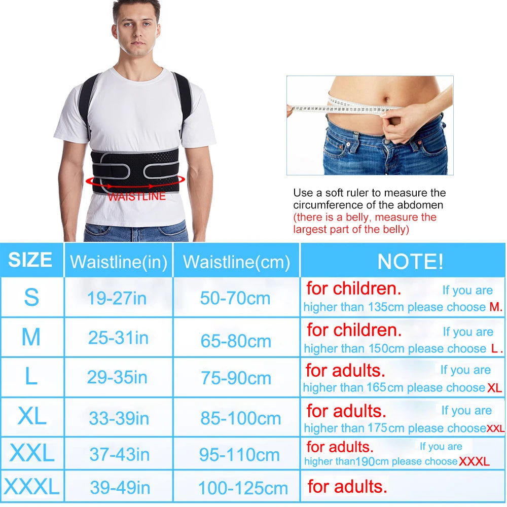 Lumbar Brace Spine Support Belt Adjustable Corset Correction Body Improve with Plate Straight Back Posture Corrector Shoulder