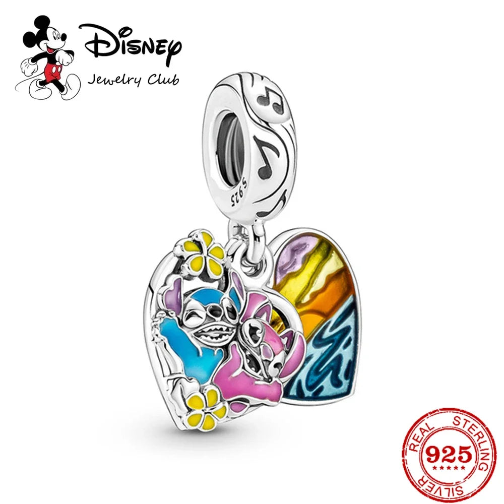 Disney 925 Silver Dumbo Clip Charm Mickey Minnie Love Heart Beads Fit Original Pandora Bracelets DIY Pendant Women Jewelry Girl