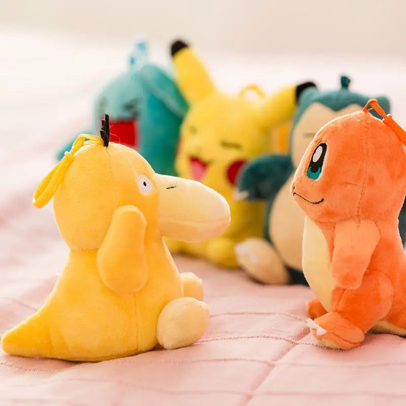 Clearance_Original Pokemon Plush Keychain Cartoon Toys Pikachu Charmander Psyduck Squirtle Snorlax Wobbuffet Doll Kids Kawai Toy