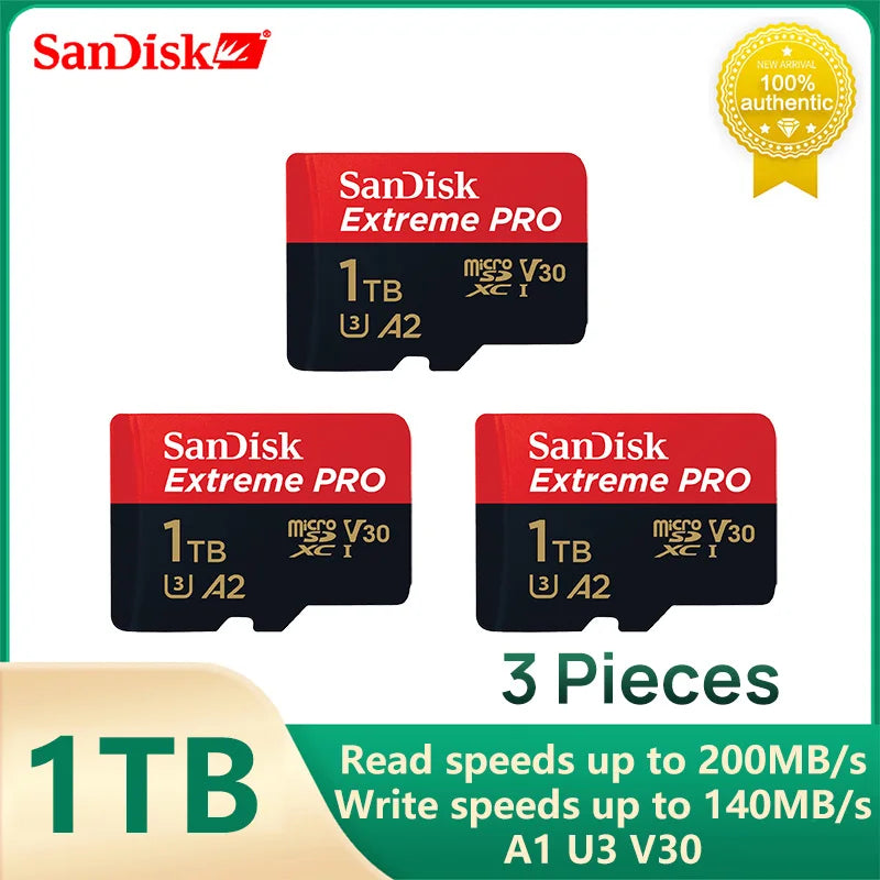 SanDisk V30 Extreme PRO Micro SD 32GB 64GB 128G 256G 512GB 1TB UHS-I Memory Card TF Card 200MB/s C10 U3 4K for Camera Steam Deck