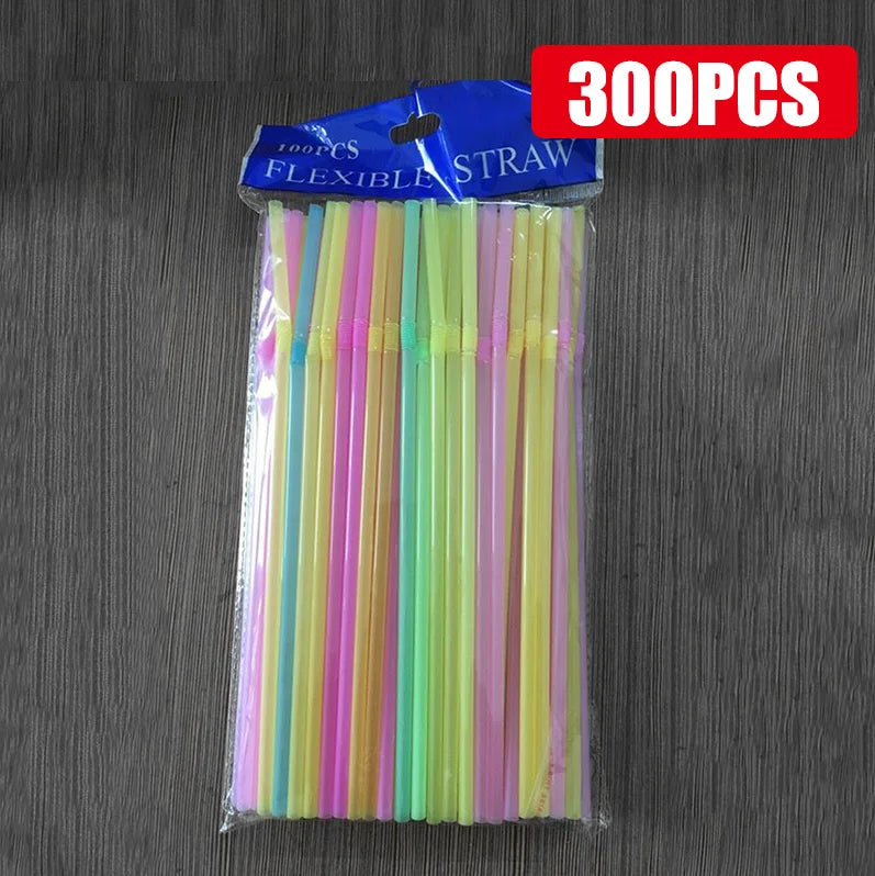 50-1000Pcs Drinking Straws Colorful & Black rietjes Flexible Wedding Party Supplies Drinking Straws Kitchen Wholesale