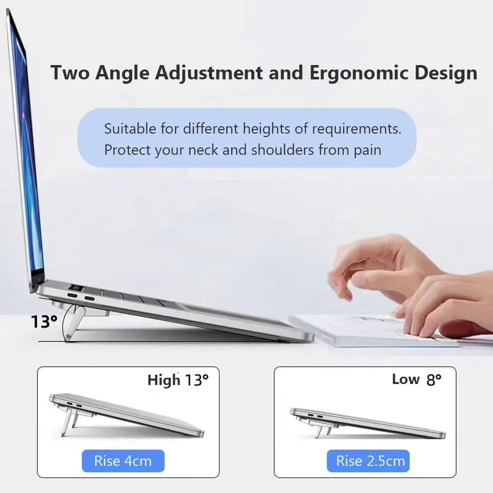 2pcs/Set Foldable Laptop Stand Portable Notebook Support Holder Adjustable Riser Cooling Bracket Universal for Laptop Tablet