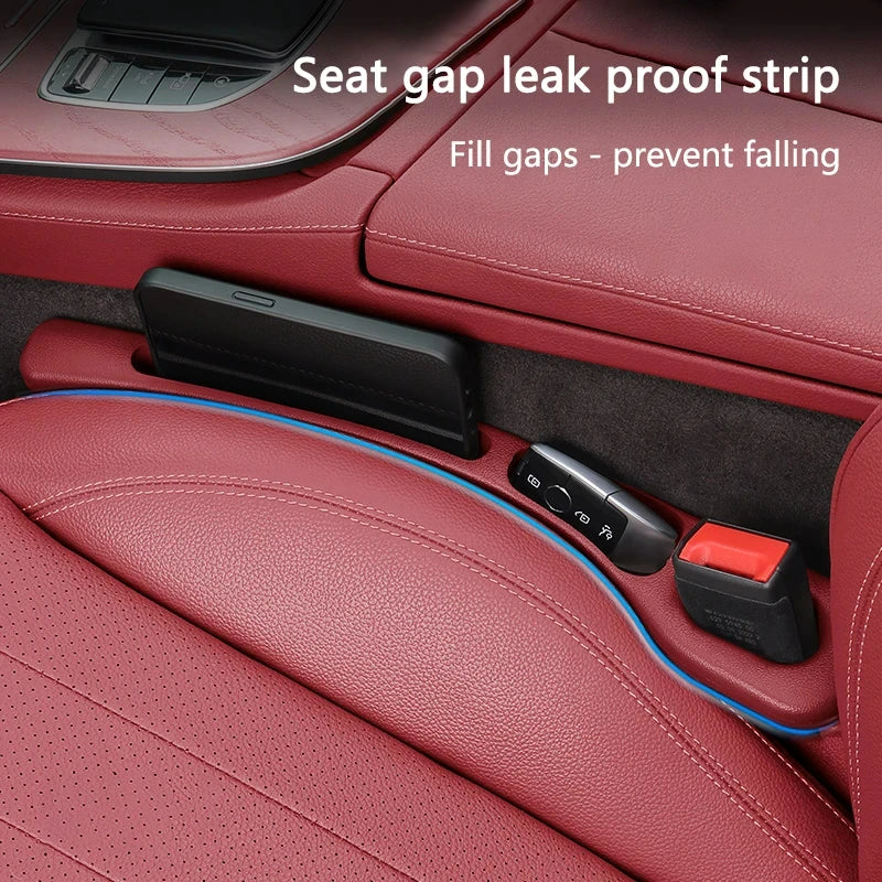 2Pcs Car Seat Gap Filler Organizer PU Waterproof Universal Car Seat Gap Anti-leak Stopper Strip 2Slot Seat Gap Storage Organizer