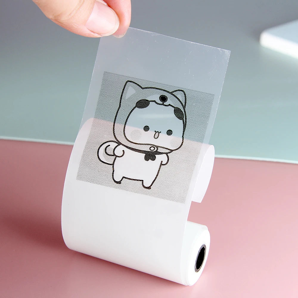 Clearance_Thermal Paper 57*25mm Self-Adhesive White Transparent Sticker Direct Roll Portable Paper For Mini Pocket Printer_Conti