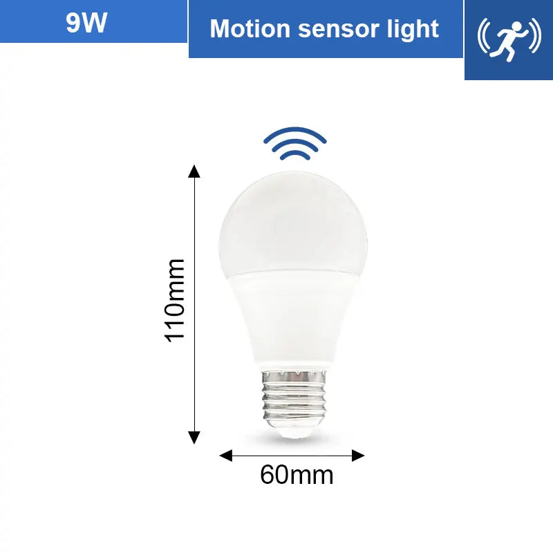 1pc PIR Motion Sensor LED Bulb 6W 9W 12W 15W 18W 20W E27 Radar Sensor Light Lamp Lamparas 110V 220V For Home Stair Pathway