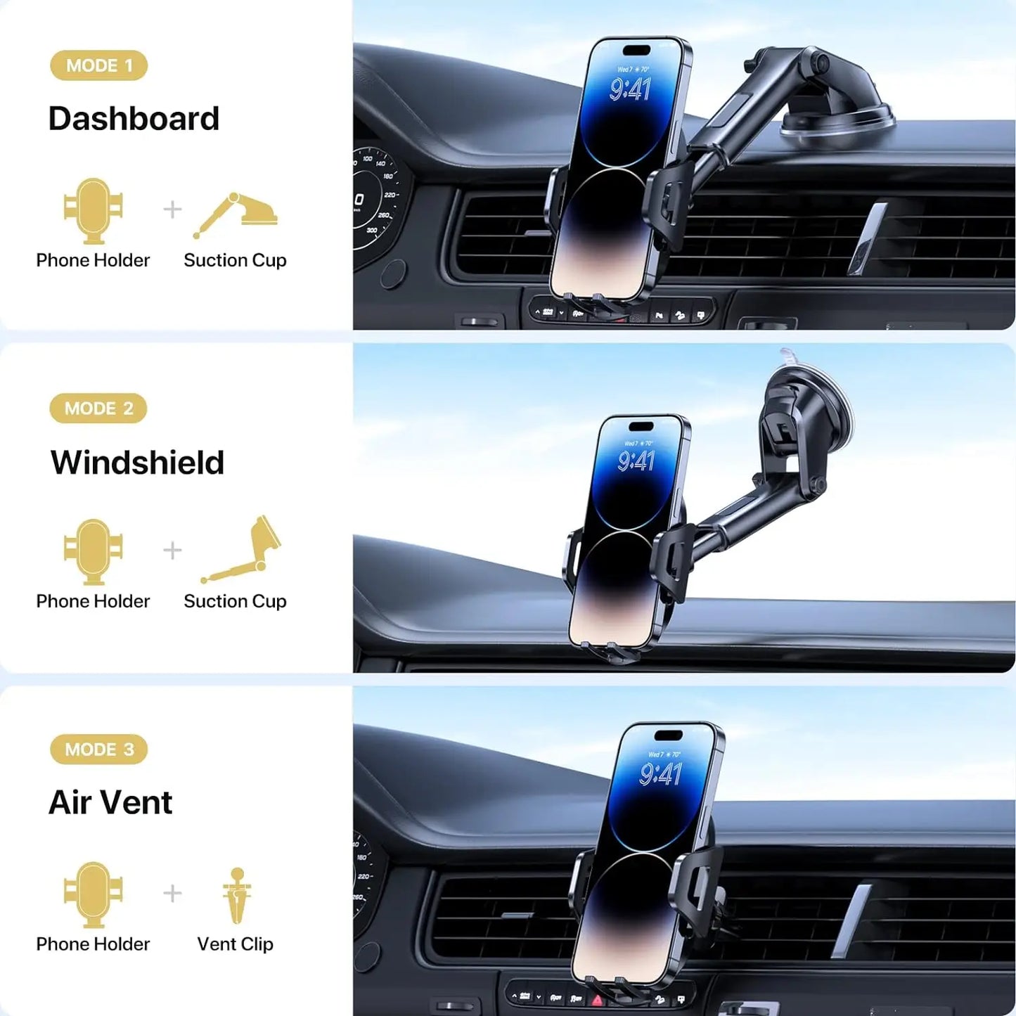 2023 NEW Universal Sucker Car Phone Holder 360° Windshield Car Dashboard Mobile Cell Support Bracket for iPhone Samsung Xiaomi