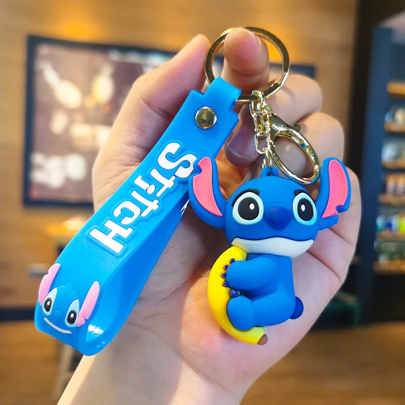 New Anime Disney Keychain Cartoon Mickey Mouse Minnie Lilo & Stitch Cute Doll Keyring Ornament Key Chain Pendant Kids Toys Gifts