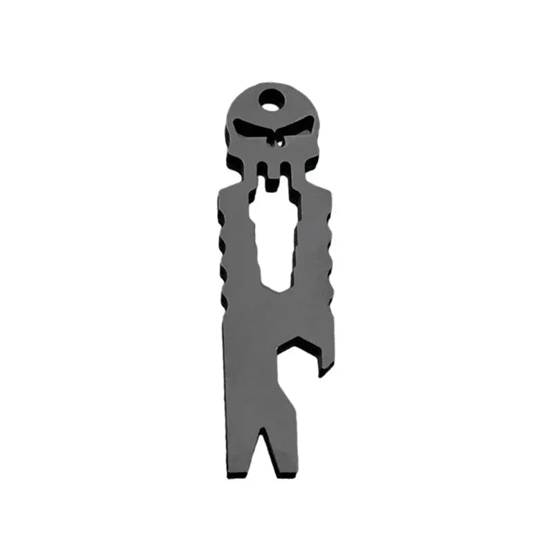 Stainless Steel Tactical EDC Carry-on Pocket Outdoor Multi-function Tool Skull Keychain Screwdriver Crowbar