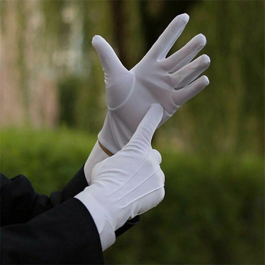 1pair White Cotton Gloves Men Formal Tuxedo Uniform Gloves Honor Guard Parade Ceremony Costume Cosplay Coin Jewelry Butler Glove