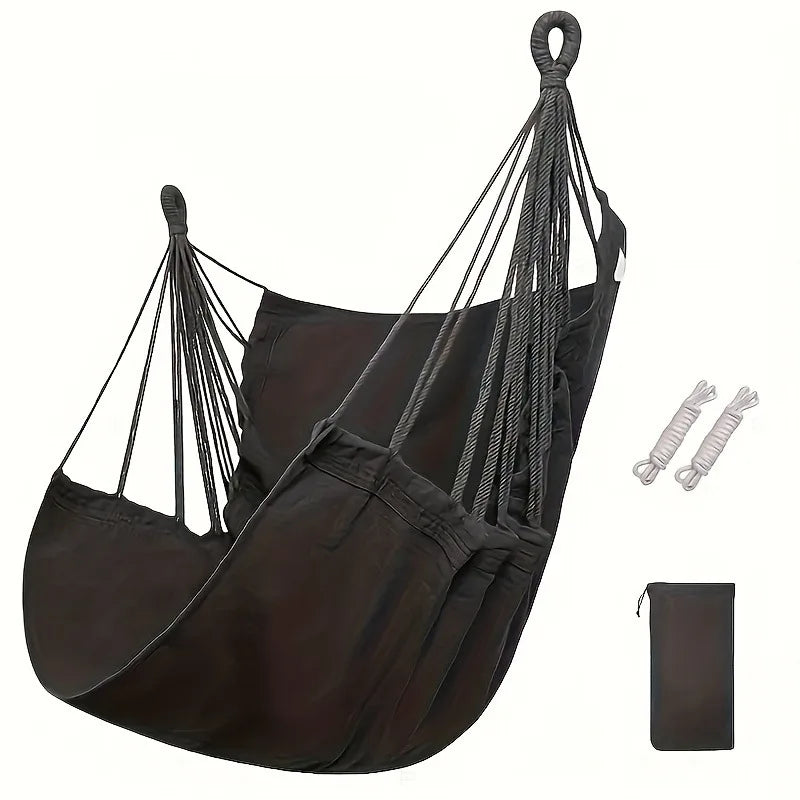 1pc Relaxing Casual Fabric Hammock Chair - Swing & Rocking Comfort for College Dorms - Complete with Two Tie Ropes, Storage Bag,