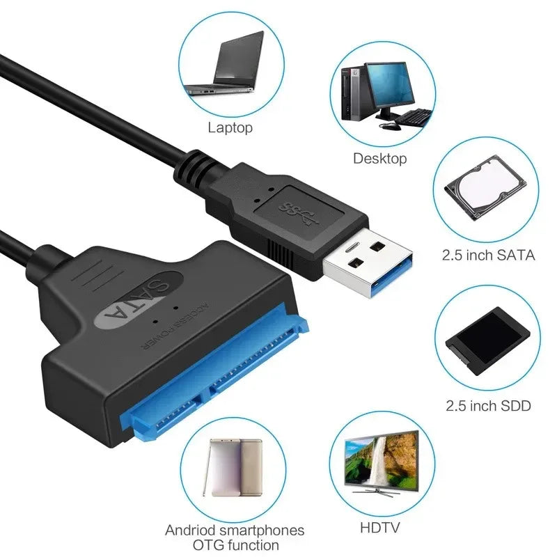 Coolcirc USB 3.0 To Sata Cable For 2.5 Inch External HDD SSD Hard Drive Adapter SATA To USB Hard Disk Adapter Cable