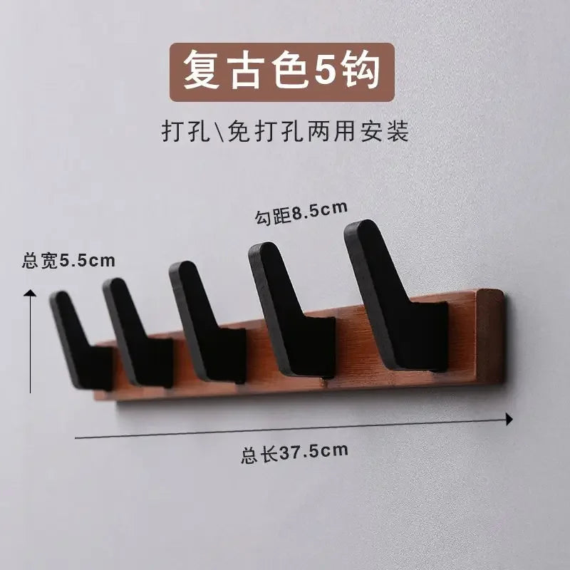 New Bamboo Solid Wood Hanging Clothes Hook Wall Hanging Clothes Hanger Living Room Furniture Foyer Bedroom Wall Door Coat Racks