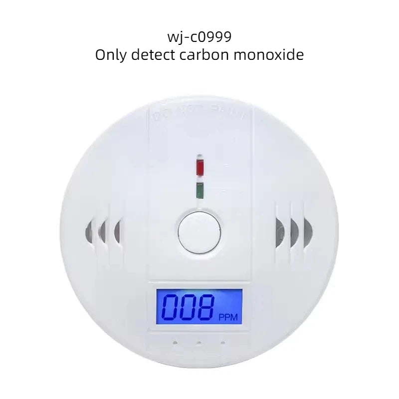 Independent CO Alarm Sensor Carbon Monoxide Alarm Detector 85dB High Sensitive Warning LCD Photoelectric Display for Home Hotel