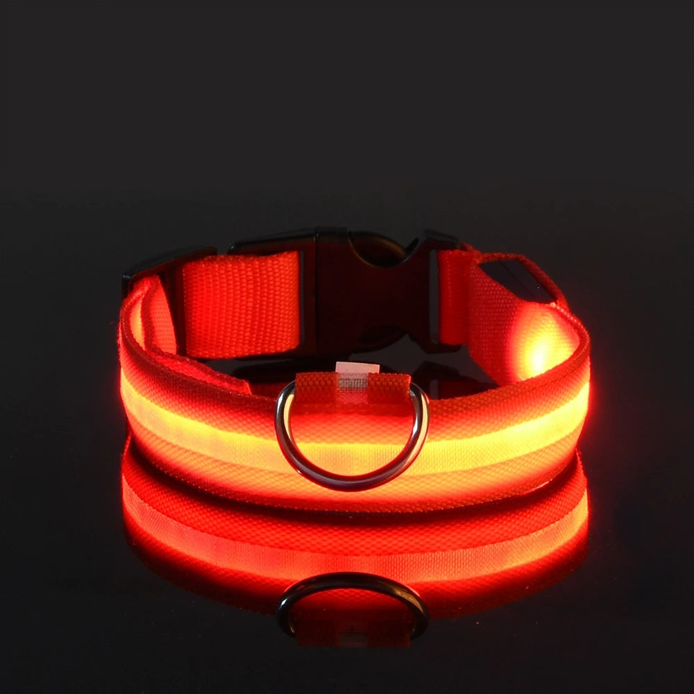 LED Safety Collar For Small And Medium Dogs - Adjustable, Flashing Glow For Night Walking