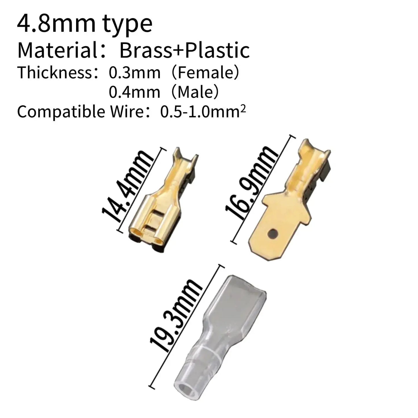 270pcs 2.8/4.8/6.3mm Insulated Male Female Wire Connector Brass Crimp Terminal Assorted Kit